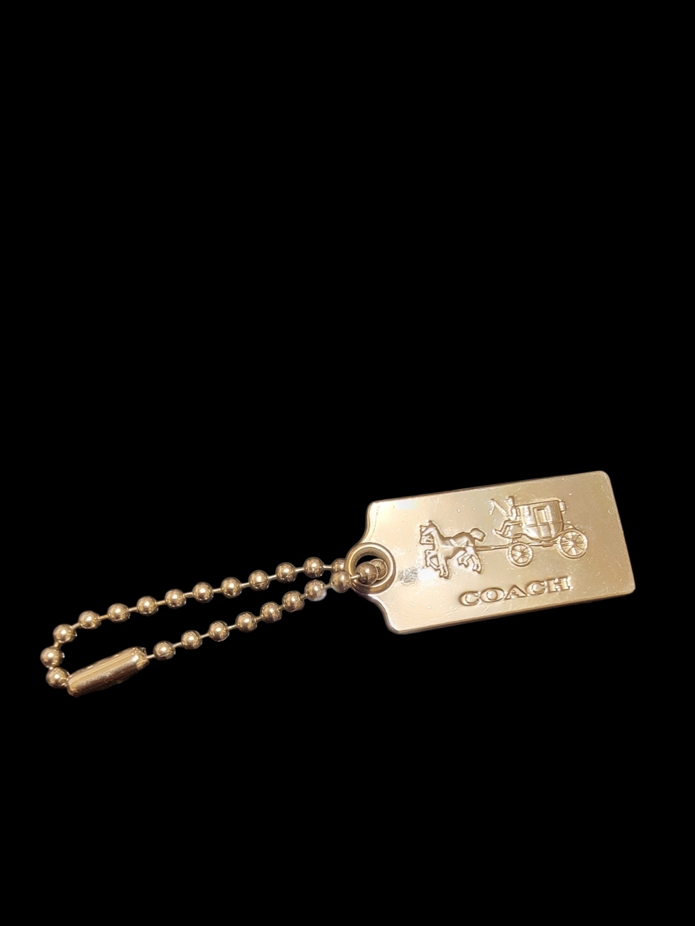Coach Silver Tone Horse & Carriage Tag Keychain